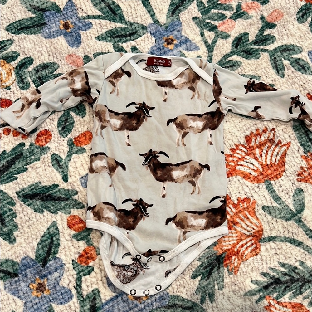 Milkbarn Green and Tan Bodysuit Playful Design